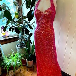 SOLD Vintage 90s sequined pink dress